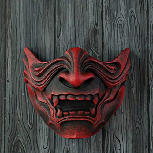 spier Máscara de Halloween - Máscara japonesa de Samurai Prajna, Demon Samurai Media máscara Accesorios de disfraces de cosplay