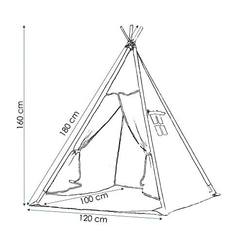 Springos, Estrella Rosa, Niños, Tienda Tipi, Wigwam con Colchoneta de Algodón, Tienda de Campaña Infantil, Tipi de Juego a los Indios, Rincón de Cariño 160 * 120 * 100 cm