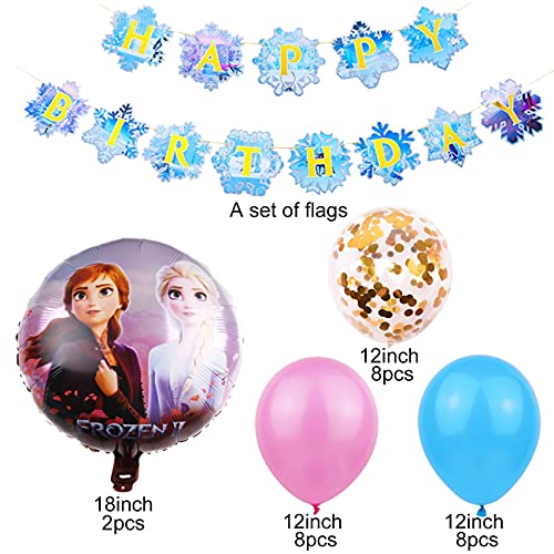 Suministros para Fiestas de Frozen simyron Frozen Balloons Happy Birthday Garland Globos de papel de Aluminio para Niños para Decoración de Fiesta de Cumpleaños para Niños, 27 piezas