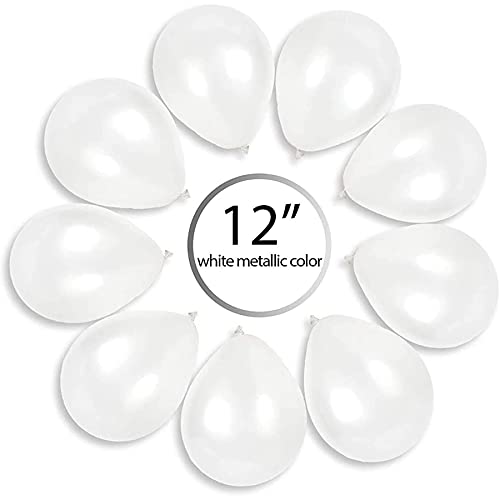 Sunshine smile Globos Blanco,Globos de Cumpleaños Globos de Fiesta de Diversos Colores Globos metálicos Brillantes ,Globo Látex Metálic (Blanco)
