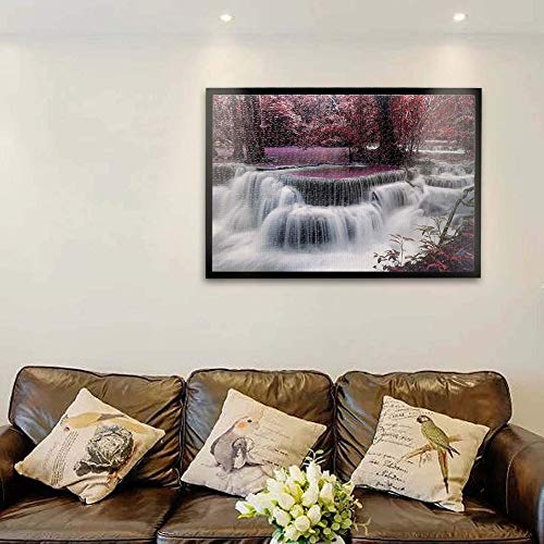 Super Power® 1000 Piezas Bosque Cascada Rompecabezas Montañas Cascada Paisaje Hogar Marco de Fotos Decoración Puzzles de Madera para Adultos, Tamaño de Acabado 30x20 Pulgadas