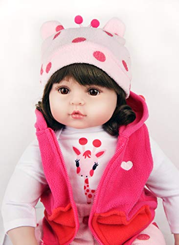 SYP Muñecas Bebes Niña Muñeca Reborn 48 cm 18 Pulgadas Simulación Reborn Toddler Reborn Silicona Realista Lindo de la Muñeco Juguetes Reborn Baby Doll con Los Ojos Abiertos