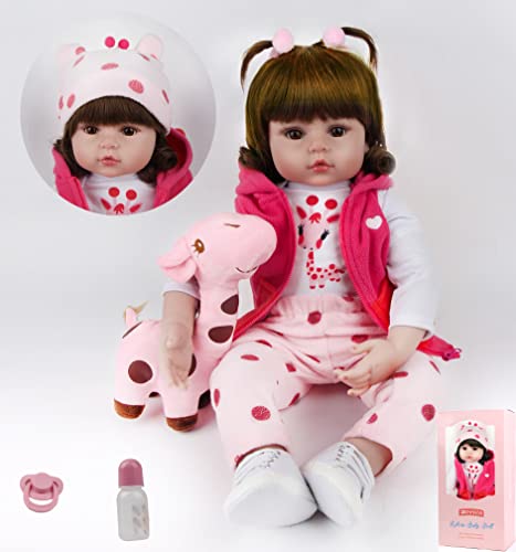 SYP Muñecas Bebes Niña Muñeca Reborn 48 cm 18 Pulgadas Simulación Reborn Toddler Reborn Silicona Realista Lindo de la Muñeco Juguetes Reborn Baby Doll con Los Ojos Abiertos