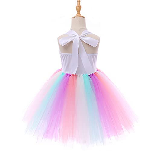 Tante Tina Disfraz de princesa de unicornio con tutú arcoíris, color blanco, talla grande M (104)