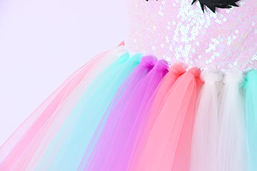 Tante Tina Disfraz de princesa de unicornio con tutú arcoíris, color blanco, talla grande M (104)