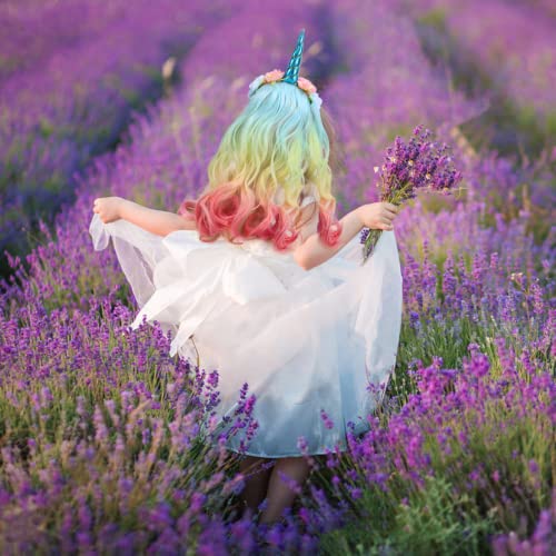 TAROME Diadema de niña unicornio con peluca de unicornio Diadema de cuerno de unicornio multicolor Cumpleaños Cosplay Carnaval para disfraces Accesorios Celebración Fiesta Festivales