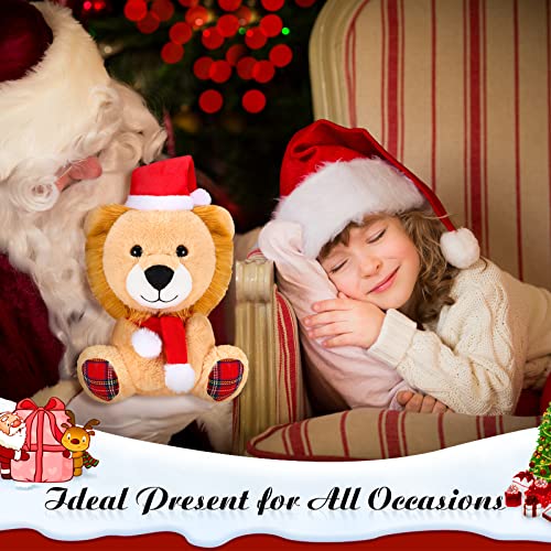 Threan Animal de Peluche Vestido Navidad Chow de Felpa Muñeco de Peluche Animal de Peluche Navidad Animal de Peluche Vacación Animal Perro Navidad con Gorro Papá Noel, 8 Pulgadas (Estilo Koala)