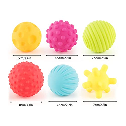 Tnfeeon 6Pcs/Lot Juego de Pelota multisensorial Texturizado, Juego de Pelota de Juguete de baño de bebé Colorido Bola de Mano Bola de compresión Suave para niños