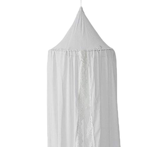 Toldo Redondo de Cama Infantil Dosel Mosquitera de Algodón Tienda de Campaña Decoración para guardería Habitación de Niñas - Blanco