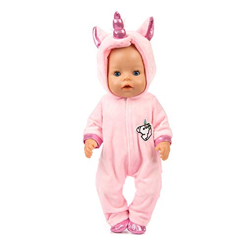 TOPofly Bebé Ropa de la muñeca, 18 Juegos Pulgadas muñecas Unicornio del Mono con los Zapatos, Traje de muñeca Accesorios niños Rosa