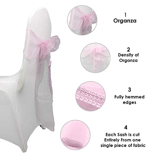 Trimming Shop Rosa Claro Organza Cintos Cubierta para Silla Color Surtido Fuller Lazo Cinta para Boda, Banquete, Cumpleaños, Evento Decoración, 17cm x 280cm, 100pcs