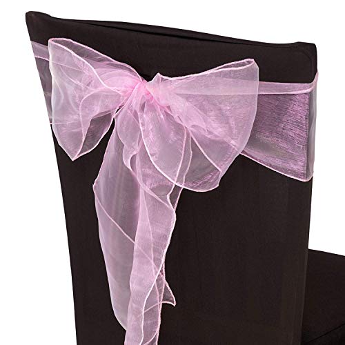 Trimming Shop Rosa Claro Organza Cintos Cubierta para Silla Color Surtido Fuller Lazo Cinta para Boda, Banquete, Cumpleaños, Evento Decoración, 17cm x 280cm, 100pcs