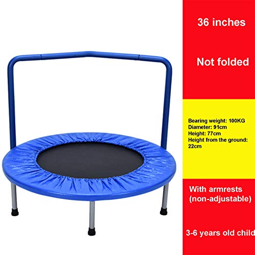 TXTC Camas Elastica para Adultos, Camas Elasticas para Niños, Trampolín De Fitness con Barandilla, Ejercicio Entrenamiento Interior De Trampolín, Carga Máxima De 220 Libras (Color : Blue-B)