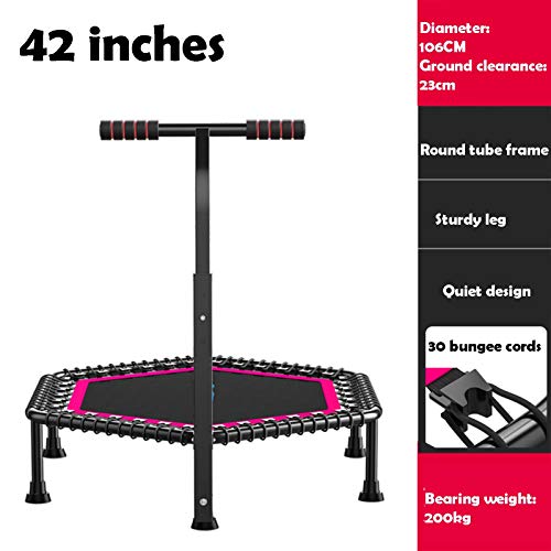 TXTC Mini Trampolín De 42 Pulgadas para Adultos, Trampolín Mini Trampolin Fitness con Barandilla para Niños Y Adultos, Camas Elastica Interior/Jardín/Entrenamiento, MAX Cargar 440lbs