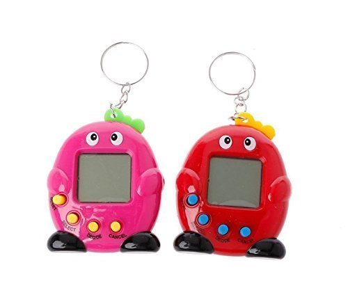 UChic - Juego de 2 piezas mini de plástico electrónico, máquina de juego virtual para mascotas, cibero, mascota, digital, tamagotchi, pingüino, juguete de mano, juego de regalo, color al azar