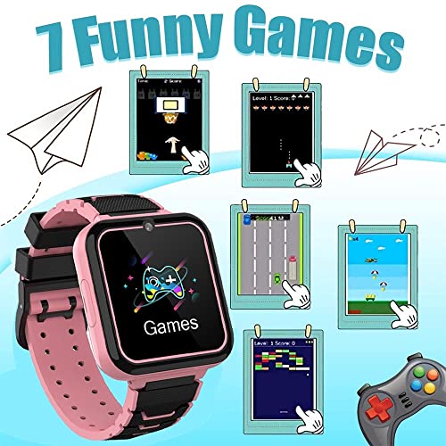UK-ypfSoft Kids Smartwatch, Reloj for niños con 7 Juegos Reproductor de música Cámara Reloj Despertador, Reloj de Pantalla de Pantalla táctil for 3-13 años niñas y niños (Color : Pink)