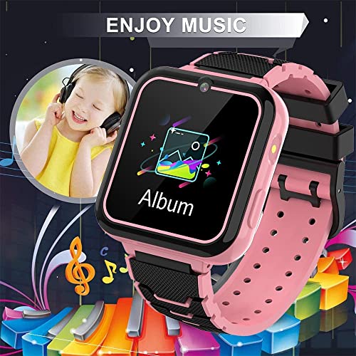 UK-ypfSoft Kids Smartwatch, Reloj for niños con 7 Juegos Reproductor de música Cámara Reloj Despertador, Reloj de Pantalla de Pantalla táctil for 3-13 años niñas y niños (Color : Pink)