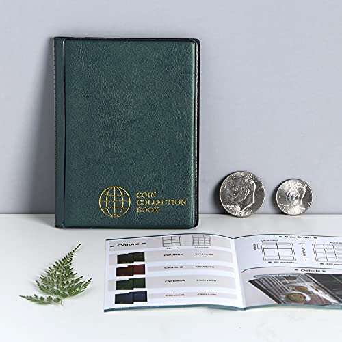 Uncle Paul Álbum de colección de Monedas - Monedero de 60 Bolsillos Euro Libro Verde Almacenamiento de Monedas Álbum Dinero Penny Pocket para coleccionistas CS0106GR