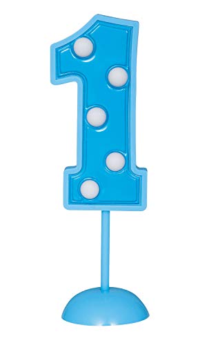 Unique Party- Decoración de tarta intermitente número 1, Color azul (37041)