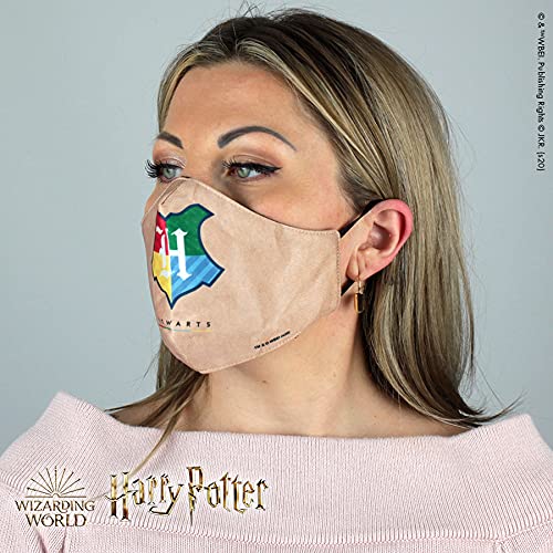 Warner Bros. Harry Potter Superheroes Mouthguard Masks Fabric Mask Adjustable Elastic Band Adult & Teen Comic Mask Nose Guard Mouth Noses (Hogwarts Shield House Pride)