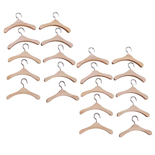 WEI-LUONG Ganchos de 12 Pulgadas BJD Muñecas de Madera Metal Hook Ropa Colgador de Ropa Ropa de Madera Perchas para muñecas Blythe Muñecas Trajes Accesorio Personalizado 20 Piezas