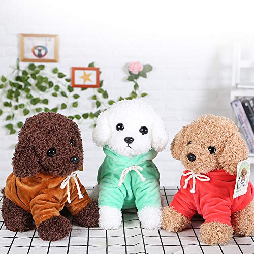 WFZ17 Simulación pelo caniche perro patrón peluche muñeca juguete sofá cojín decoración hogar beige 25cm