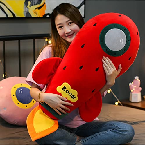 WMYWBYT Cojín De Peluche De Cohete, Cojín De Almohada De Tiro De Cohete Esponjoso Relleno Creativo, Juguetes para Niños Almohada De Decoración del Hogar Regalo De Cumpleaños Rojo 50Cm