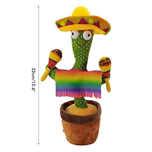 Woorea 32 Cm Cactus Eléctrico para Niños, Cactus De Peluche Eléctrico para Cantar, 3 Canciones, Juguete De Peluche con Música, Decoración para El Hogar Y La Oficina
