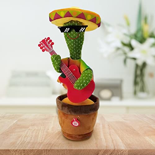 Woorea 32 Cm Cactus Eléctrico para Niños, Cactus De Peluche Eléctrico para Cantar, 3 Canciones, Juguete De Peluche con Música, Decoración para El Hogar Y La Oficina