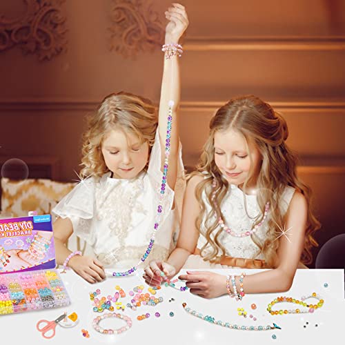 WuikerDuo abalorios para enhebrar, juegos de joyas de abalorios brillantes, hacer pulseras, collares, juego de manualidades para niñas y niños