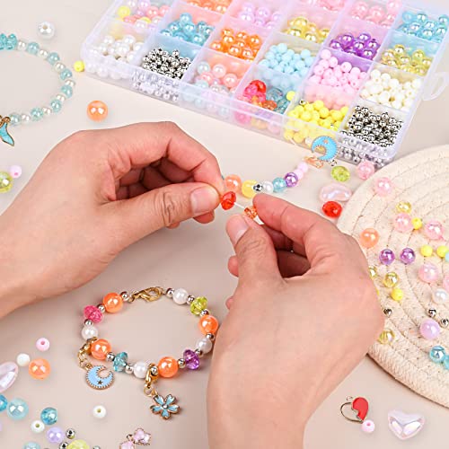 WuikerDuo abalorios para enhebrar, juegos de joyas de abalorios brillantes, hacer pulseras, collares, juego de manualidades para niñas y niños