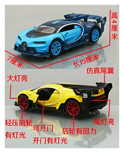 XHDMJ 1:32 para Bugatti GT Die Casting Pull Back Car Model Decoraciones Regalo De Año Yellow