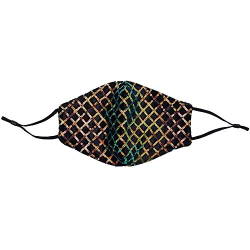 Yienate Máscara de mascarada de lentejuelas con rombo brillante, máscara de Halloween, fiesta, discoteca, paillette, máscara de moda, decoración BlingBling para mujeres y niñas (naranja)