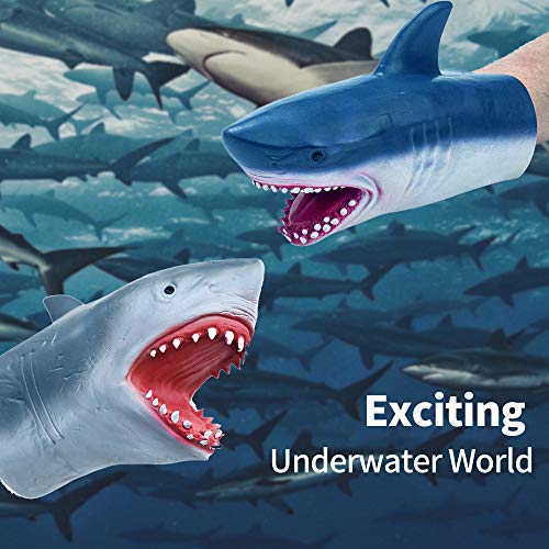 Yolococa Marioneta de Mano de Tiburón Cabeza de Animal Realista de Goma Suave Regalos Juguetes para Niños Shark Puppets