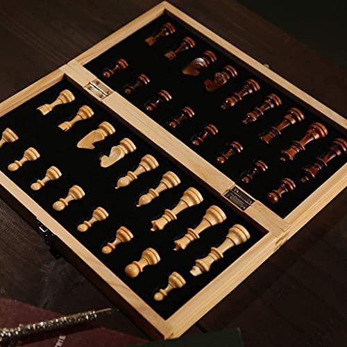 ZCYXQR Juego de ajedrez de Madera con Almacenamiento Interno, Juegos de Tablero de ajedrez portátiles, Plegables, 29X29Cm (Juego de Inteligencia)