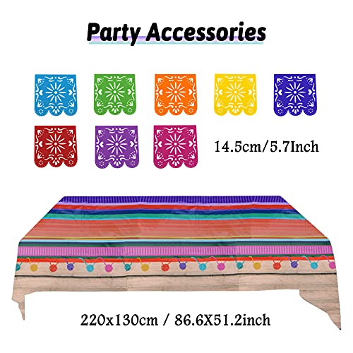 ZERODECO Juego de decoraciones para fiestas – Banderas mexicanas y cubierta de mesa, abanico de papel Fiesta y pompones, guirnaldas de cuerda y banderines para cumpleaños mexicano Cinco De Mayo