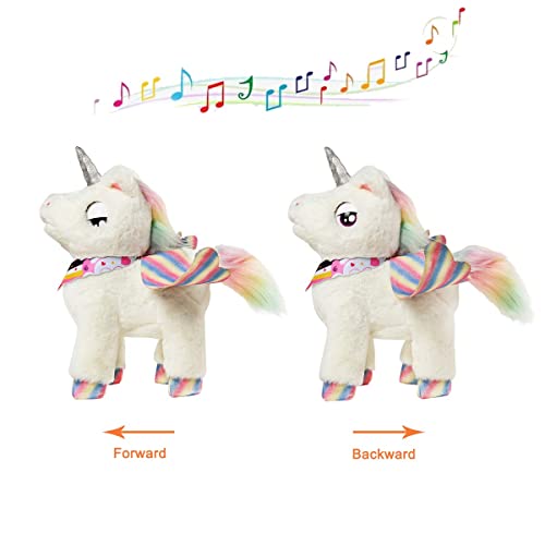 ZhanXiang Juguete Electrónico de Control Remoto de Unicornio,Juguete de Peluche para Mascotas.Luces de Colores,Caminando,Ladrido,Música,Regalos de Unicornio para niñas