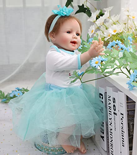 ZIYIUI Lindo Muñecas Reborn Bebé Niña 22 Pulgadas 55cm Silicona Blanda Vinilo Reborn Niña Realista Juguetes de Niño y Niña Regalos Navideños Reborn Baby