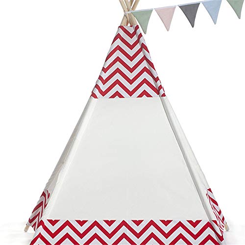 Zjcpow Tienda de campaña para niños con diseño de ondas rojas para interior y exterior, con diseño de rayas