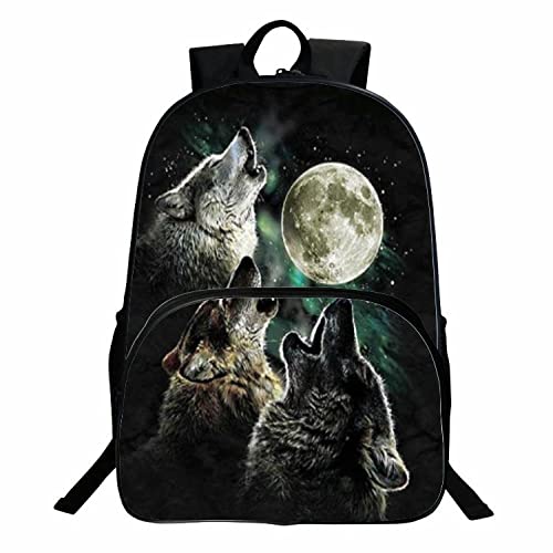 ZJYJSE Animal Lobo Impresión 3D Ocio Estudiante Mochila Escolar Hombres Y Mujeres Mochila Bolsa De Viaje Bolsa De Computadora-D_40X30X16Cm