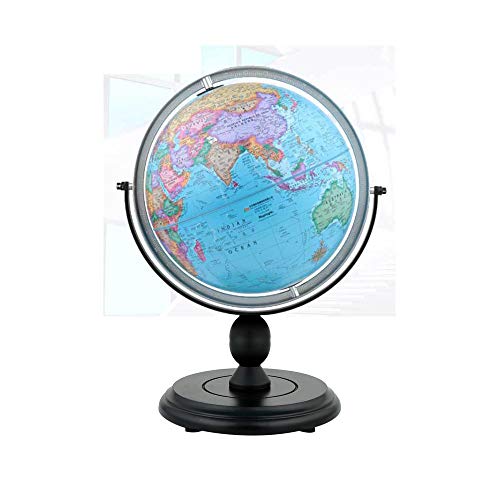 ZXSZX Terráqueo Oficina Escritorio Distrito Político Chino E Inglés 720 ° Globo Universal Versión Enseñanza Base Protección Ambiental Madera Puede Ser Utilizada por Los Estudiantes,Blue