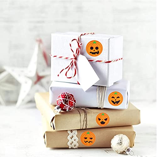 1000 piezas Pegatinas Redondas de Calabaza para Halloween, Autoadhesivas de sellado Rollo, Etiquetas Decorativas para Hornear Fiestas Bricolaje, Sellos Sobres, Envoltorios de Regalos álbumes Recortes