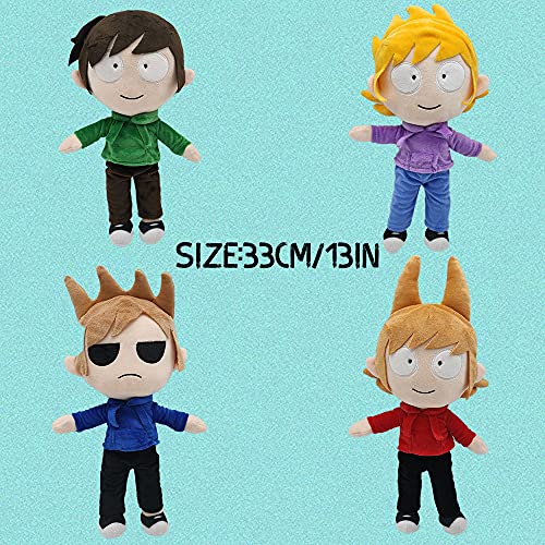 4 Piezas de 13 Pulgadas Eddsworld Plush Dolls, Personaje de Dibujos Animados EDD / Matt / Tom / Tort Plushes, Bonitos muñecos de Peluche Regalo de cumpleaños para niño niña (4pac Eddsworld Plushes)