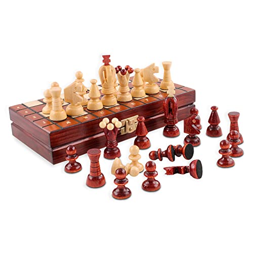 Ajedrez de Madera Tablero - Juego de Ajedrez para Niños y Adulto Profesional Piezas Grande Plegable y portátil para Viajar 25 x 25 cm