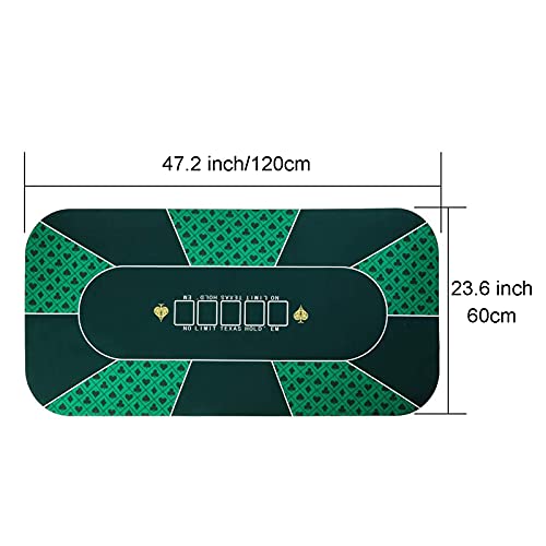 Alfombrilla de Póker Texas Hold'em | Tablero de Mesa de Póker Portátil, Rojo y Verde, 120x60cm / 180x90cm, Repelente Al Agua, Reducción de Ruido y Bolsa de Transporte para Juegos en Todas Partes