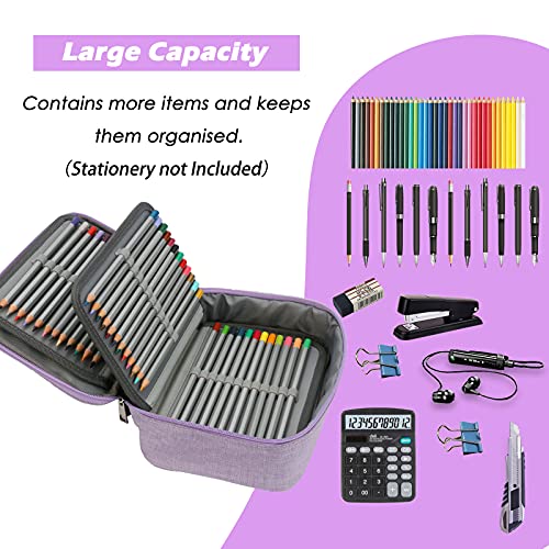 AMGOMH Estuches, 72 ranuras portalápices Caja de lápiz de Estudiantes Organizador Estuche Escolar de caso lapices de colores lápiz bolsa de arte dibujo Estuches Escolares Pencil Case (Púrpura)