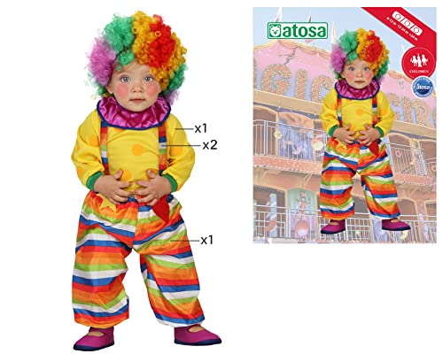 Atosa Disfraz Payaso Niño Bebé Amarillo 12 a 24 meses