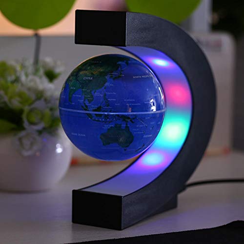 Bewinner Globo Flotante de Levitación Magnética de 3 Pulgadas Base en Forma de C con LED de Color Demostración de Decoración de Escritorio de Oficina en Casa Mejor Regalo para Niño, Amigos(EU pulg)