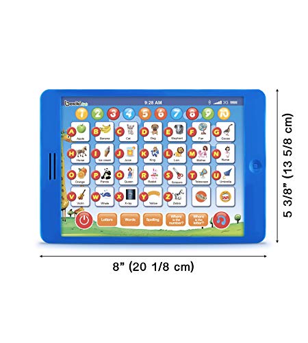 Boxiki kids Tablet Pad de Aprendizaje en inglés Infantil y Divertida con 6 Juegos Temprano para Aprendizaje de Números, Aprender el ABC, Deletreo, Juego ¿Dónde está?