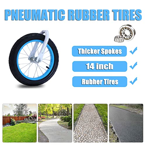 Bueuwe Bicicleta de Equilibrio Sin Pedales NiñO 3-7 AñOs,14 Pulgadas Bici para NiñOs,SillíN Ajustables,Ultraligera,Aprender A Mantener El Equilibrio Juguetes para NiñOs,hasta 45 Kg, Blue